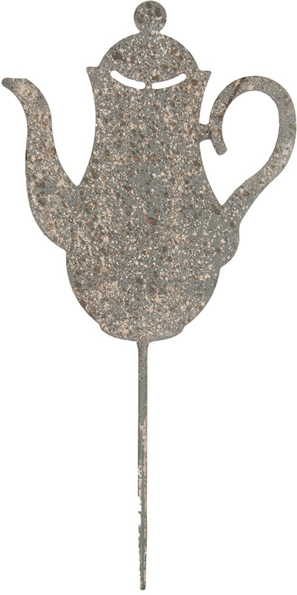 Clayre & Eef Tuinsteker Theepot 20x1x40 cm Grijs Metaal