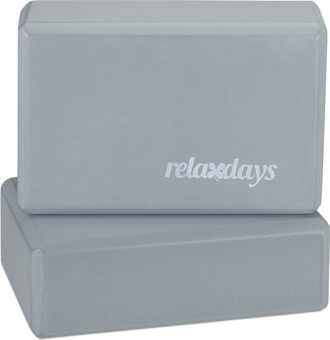 yogablok - set van 2 - foam - antislip - 8 x 23 x 15 cm - grijs