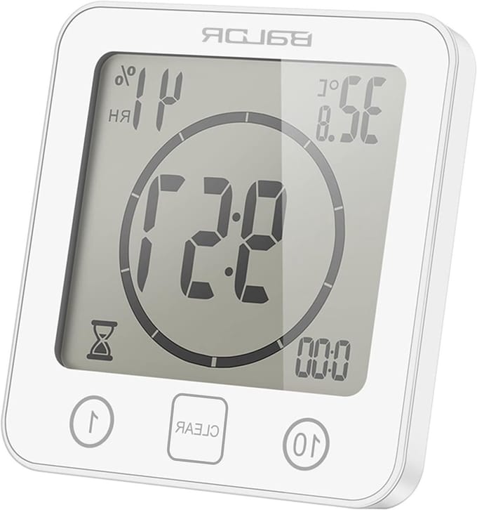 Digitale Badkamer Klok met LCD Scherm, Waterdicht, Touch Control, Temperatuur, Vochtigheid, Countdown Timer en Meerdere Montageopties