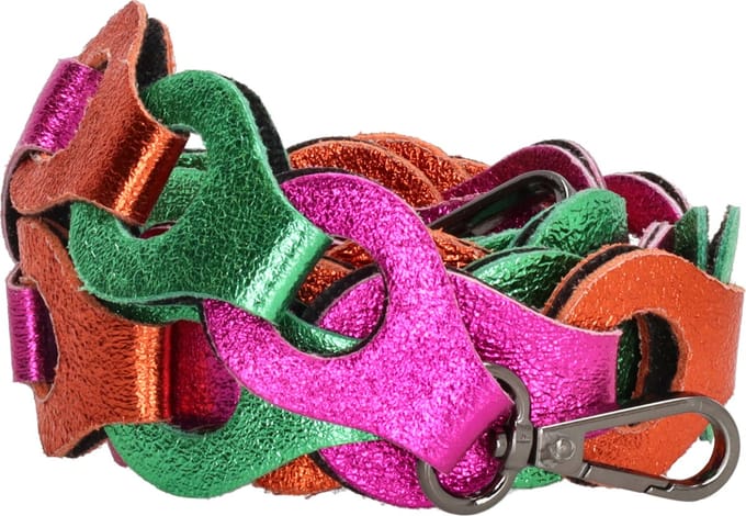 Charm London Anna Schouderband - 100% Leer - Leren Tas - Multi fuchsia
