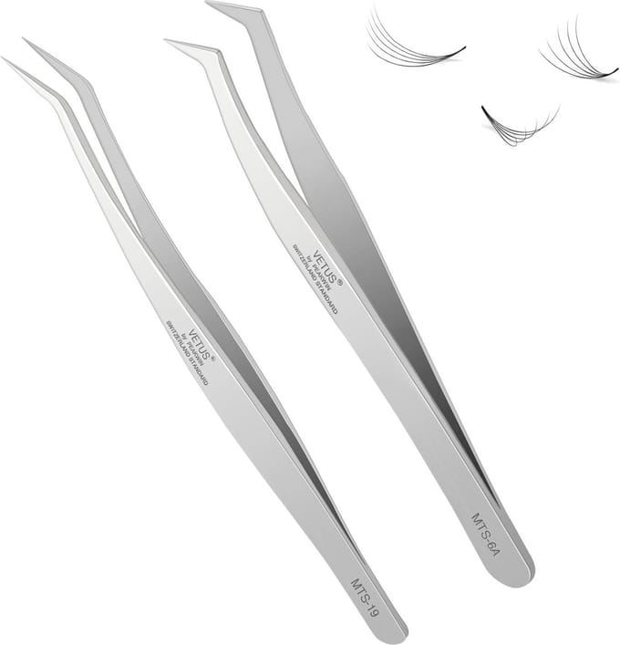Professionele Wimperpincet Set - 2 Stuks voor Nauwkeurige Wimperextensions
