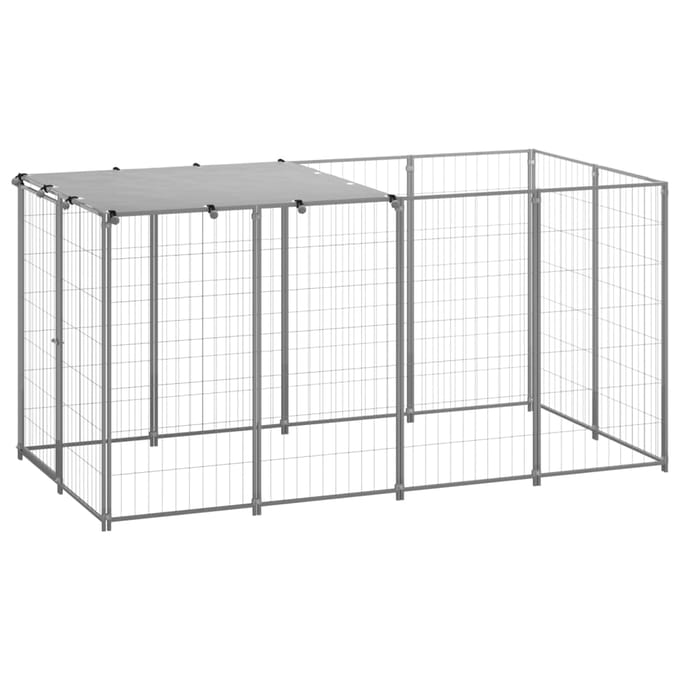 vidaXL - Hondenkennel - 2,42 - m² - staal - zilverkleurig