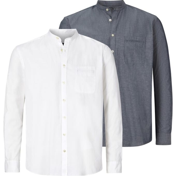 Jan Vanderstorm herren Overhemden, Set Van 2 - 47/48 - wit - Plus Size