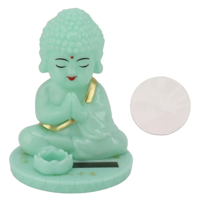 Statue de Bouddha lumineuse à énergie solaire, jouet pour tableau de bord de voiture white