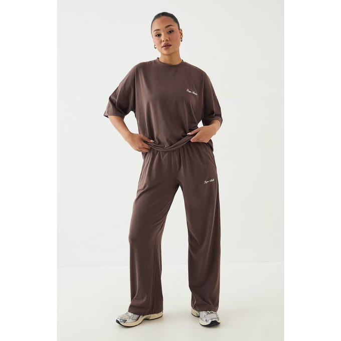 Dames Dsgn Studio Lounge Superzachte Wijde Pijpenbroek | Mokka | Maat: Medium