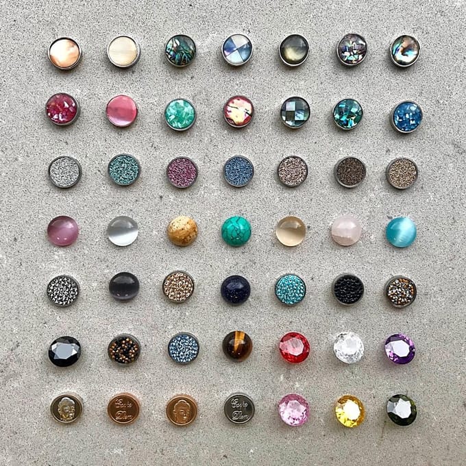 Quiges RVS Schroefsysteem Ring Zilverkleurig Mat 16mm met Verwisselbare Perzikkleur Schelp 12mm Mini Munt