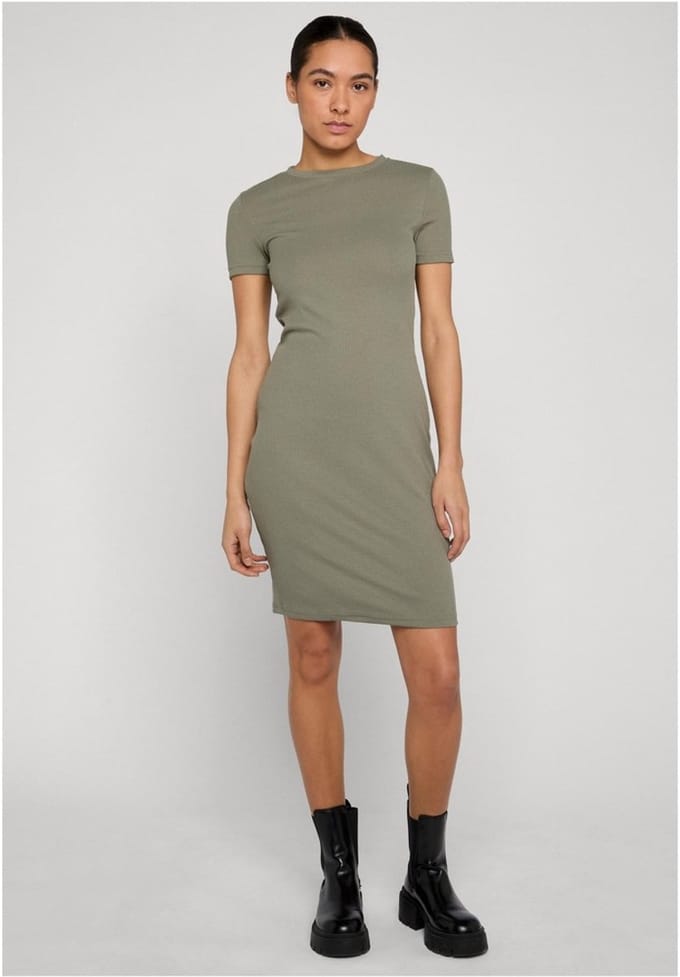 Urban Classics - Basic Slim Fit TShirt Dress Korte jurk - XXL - Olijfgroen