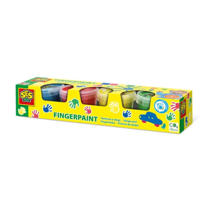 SES Creative - Vingerverf 4 kleuren - 4x110ml - mengbaar - makkelijk uitwasbaar – Glutenvrij – verven en schilderen