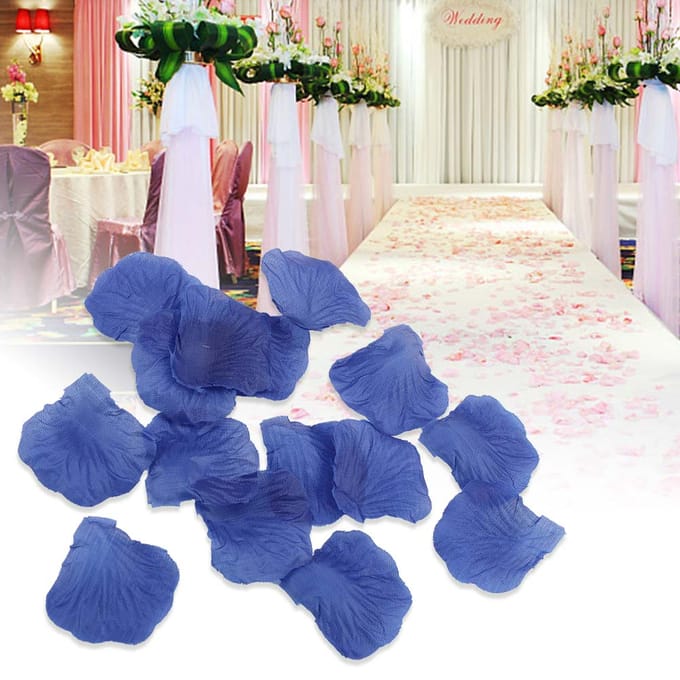 1000 stuks Zijdebloemblaadjes Simulatie Rozenblad voor Bruiloft Tafeldecoratie (Diepblauw) blue