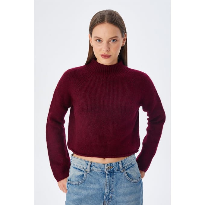Dames Gecropte Textured Breiseltrui
