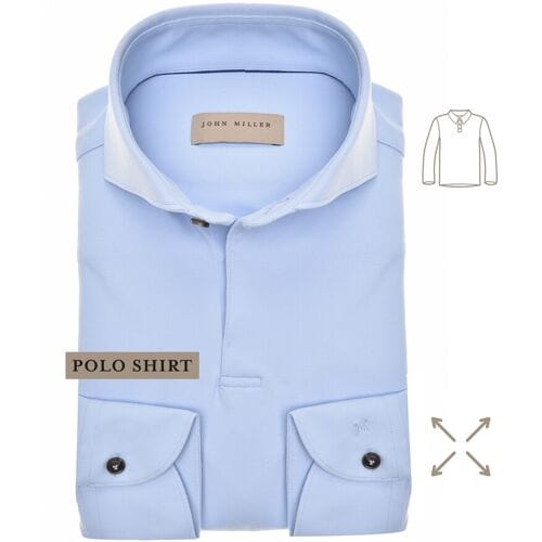 John Miller Polo Slim Hyperstretch Long Sleeve Licht Blauw / male