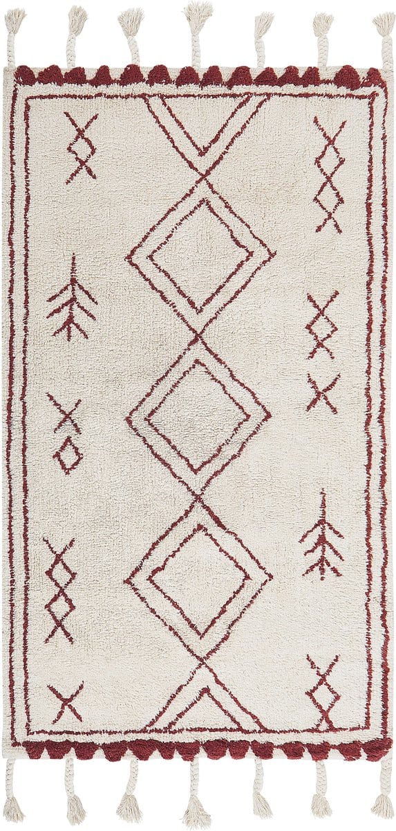 KENITRA - Laagpolig vloerkleed - Gebroken wit - 80 x 150 cm - Katoen