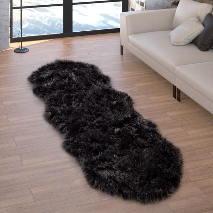 Hoogpolig tapijt Playara zwart 80x75 cm hartvorm