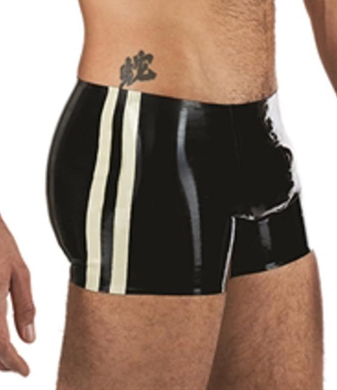 Mister B Rubber Trunks zwart met witte bies medium