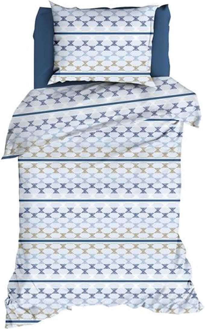 Romanette Kapla Dekbedovertrek - Eenpersoons - 140x200/220 cm - Blue