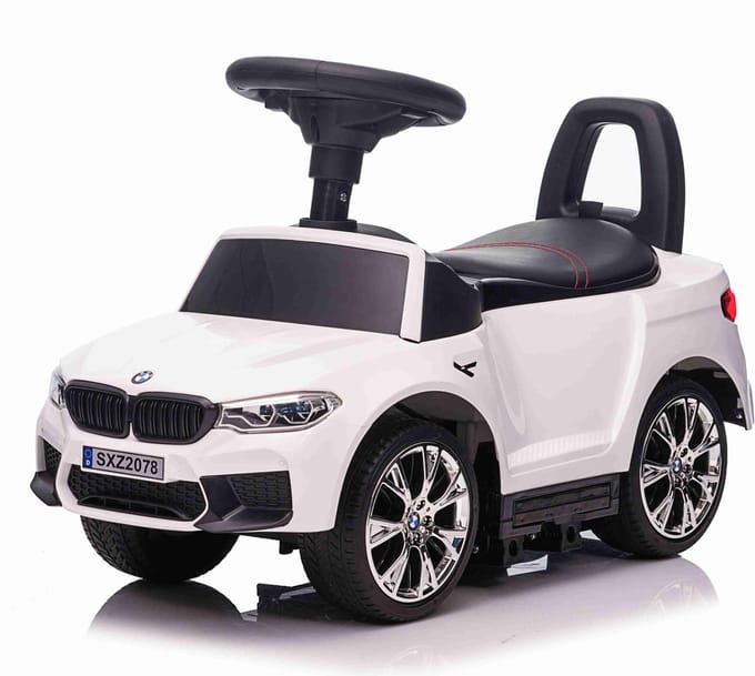 Bogi BMW M5 loopauto - Loopwagen voor 1-3 jaar - Leren zitje - Wit
