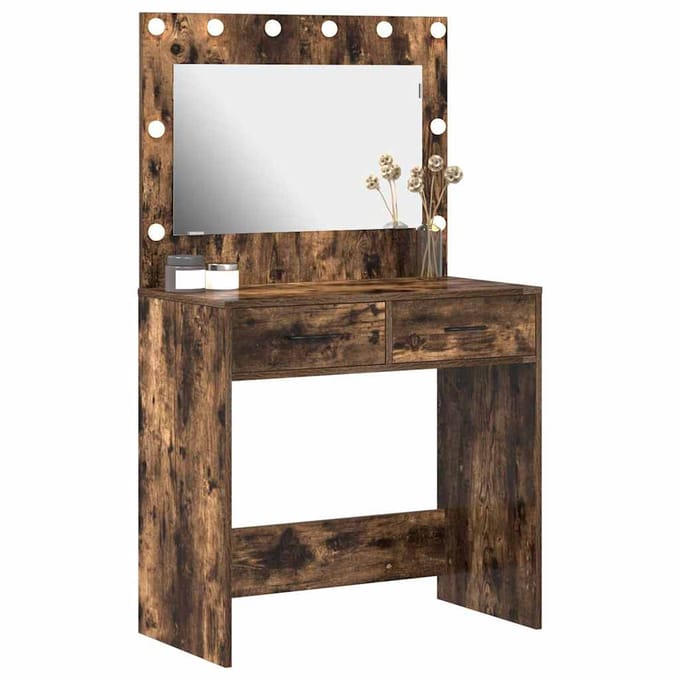 vidaXL - Kaptafel - Rook - Eiken - 78,5 - x - 41 - x - 135 - cm - Bewerkt - hout