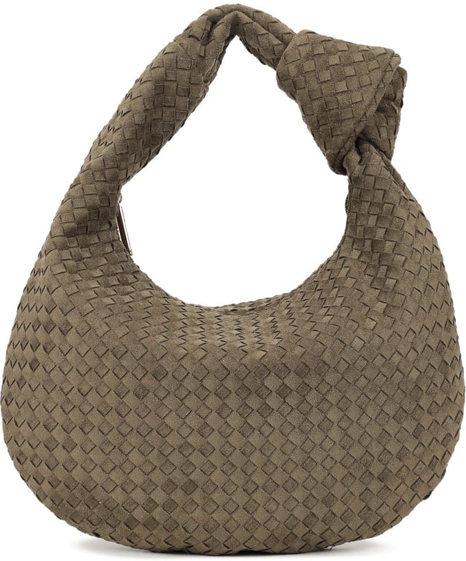 Kunst suede handtas Abby - gevlochten - Olijf groen