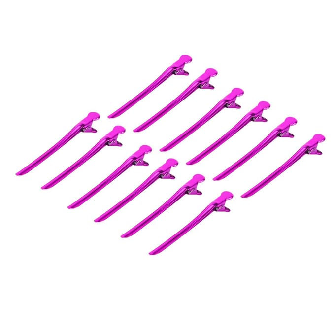 12PCSSet Salon Haar Grip Kapper Afdeling Klem Haarspeld Styling Tools Accessoires(Rode roos) purple