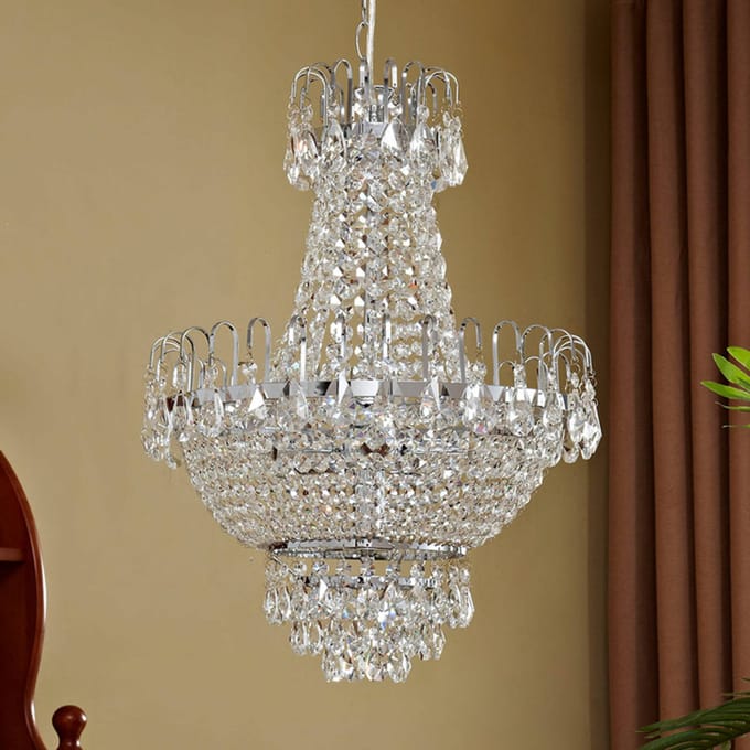Lindby - hanglamp - 5lichts - Metaal, kristal - H: 62 cm - E14 - chroom, helder