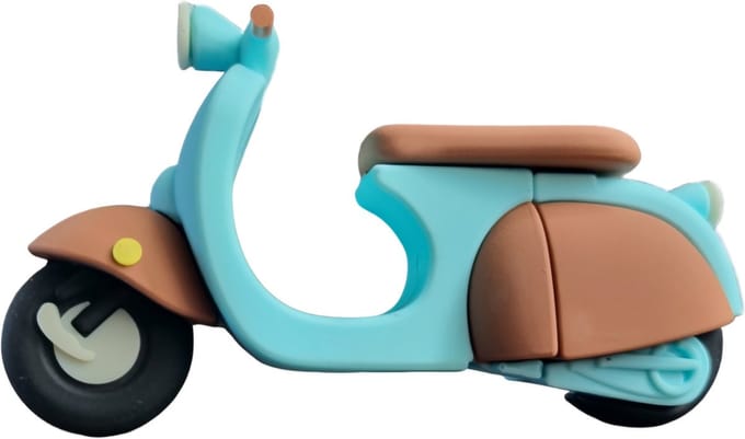 Ulticool Vintage Stijl Scooter USB Stick - 32GB - Retro Ontwerp Geheugenstick - Turquoise / Bruin