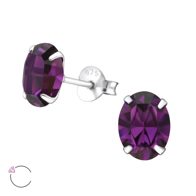 Montebello Oorbellen Berdien Amethist - 925 Zilver E-Coating - Swarovski - Ø6x8mm