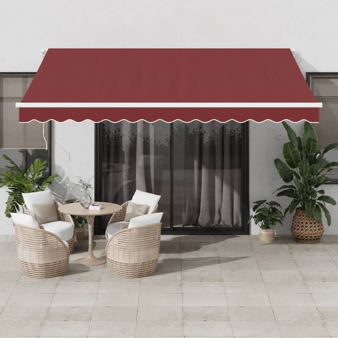 vidaXL - Uitschuifbare - luifel - Bordeauxrood - 400 - × - 350 - cm