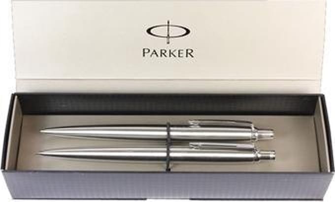 giftbox Parker Jotter Steel CT balpen en vulpotlood
