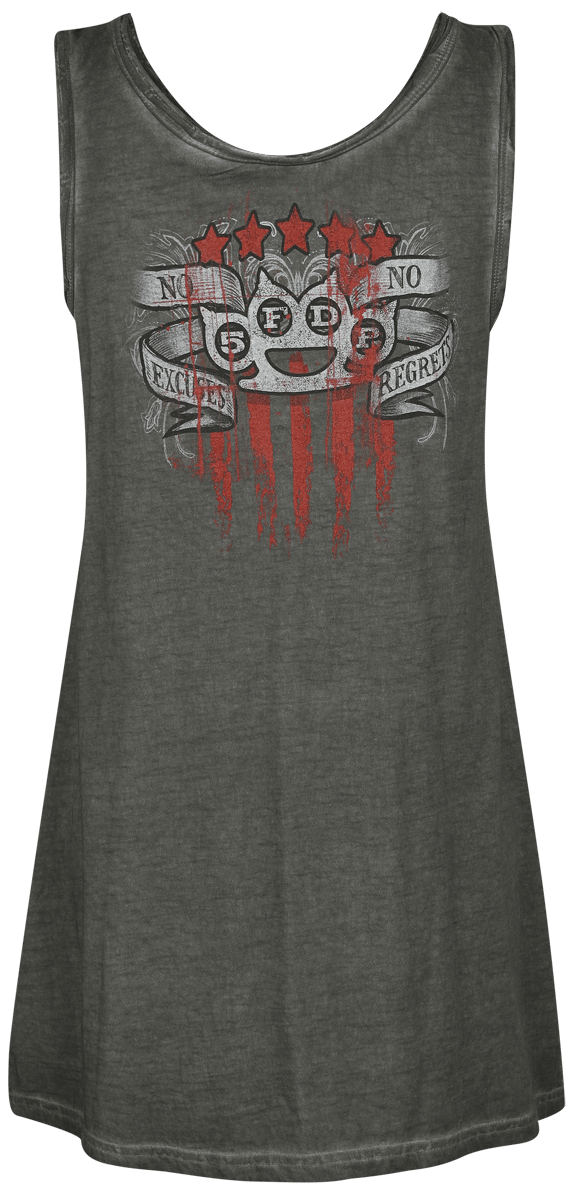 Five Finger Death Punch Top - No Regrets - S tot M - voor Vrouwen - grijs