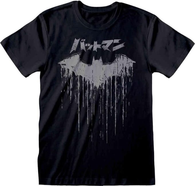 DC Batman - Japanese Logo Distressed Unisex T-Shirt Zwart