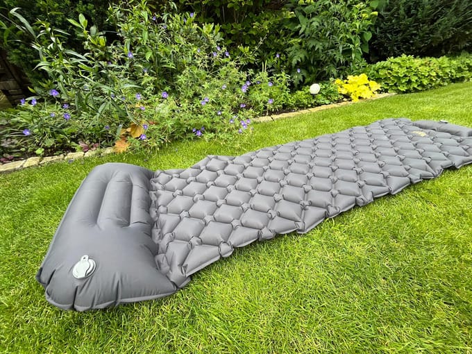 Reismatras 190 x 58 cm, opblaasbaar, grijs