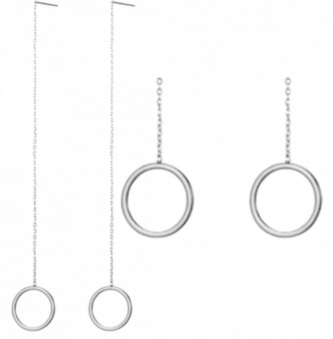 Doorsteek oorbellen- RVS -12.5 cm- cirkel- Charme Bijoux