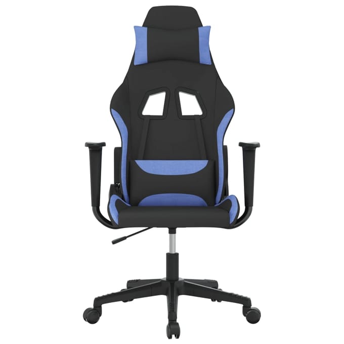 vidaXL - Massage - gamestoel - stof - zwart - en - blauw