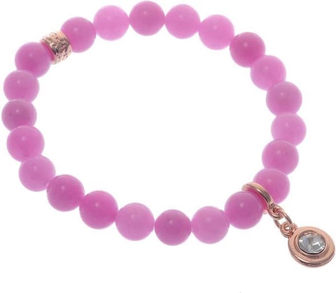 Behave - roze elastische armband met hanger - elegant - dagelijks