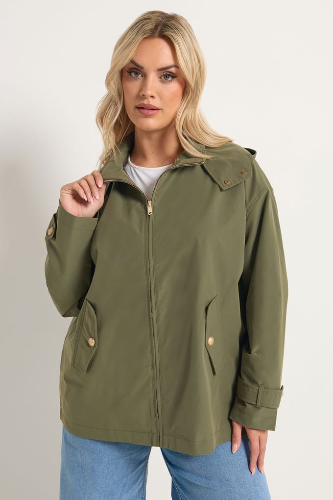 Yours Kaki Groene Military Jas Met Knoopsluiting Size 42