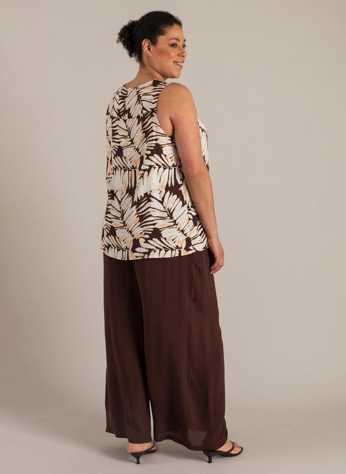 YEST CURVE Nicoline Tops - Coffee Brown/Multi-C - maat 2(50)