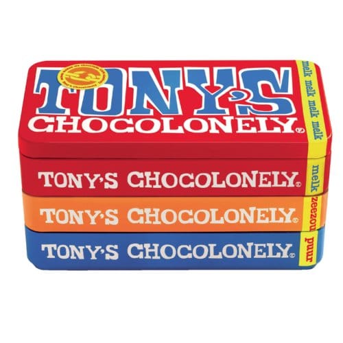 Chocolate Tony's Chocolonely reine Milch und Karamell-Meersalz Dose 540gr