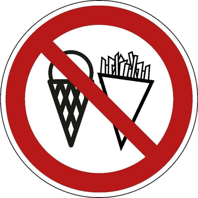 Verboden friet en ijs sticker 100 mm