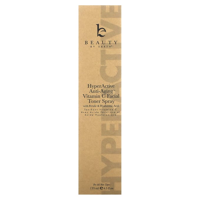 Beauty By Earth, Hyperactive Anti-Aging, Spray tonique pour le visage à la vitamine C, 4,5 fl oz (133 ml) red