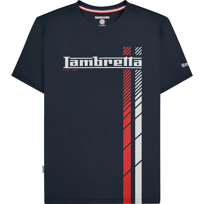Lambretta Heren SS25 Racing Stripe T-shirt (Marine)
