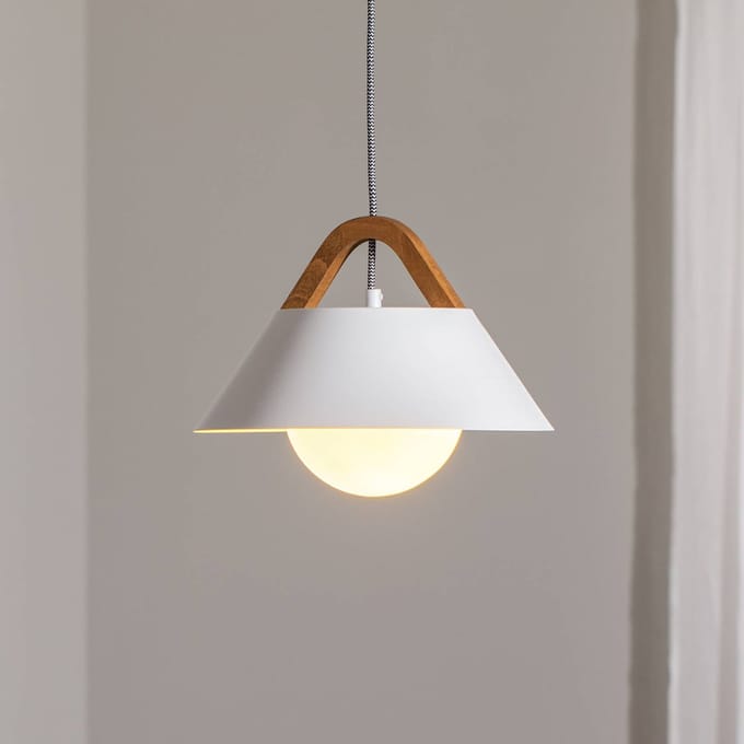 Luminex Hanglamp Funda, wit, Ø 30 cm, 1-lamp, metaal/glas