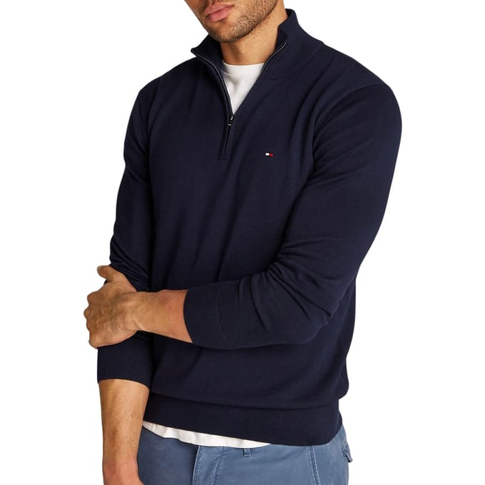 Tommy Hilfiger Essential Cotton Half Zip Navy Blue Taglia: L | Maglioni a maglia Outlet | Uomo | Blu