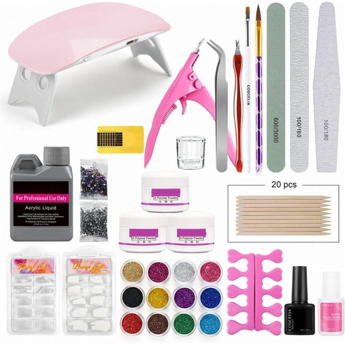 Kit de Manucure DIY Ensemble Professionnel pour Ongles Acryliques Ensemble pour Salon de Beauté Décoration Artistique pour Débutants gray