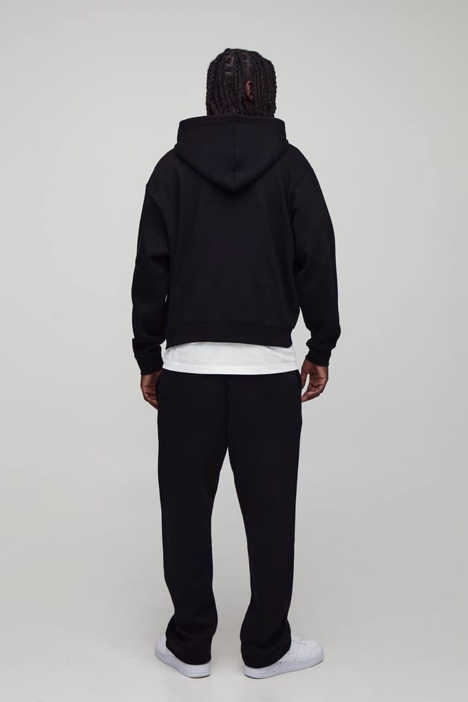 Basic oversized boxy hoodie met ritssluiting | Black | Size Medium