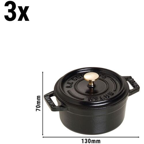 STAUB LA COCOTTE - Cocotte set - 3 stuks - Gietijzer - Zwart