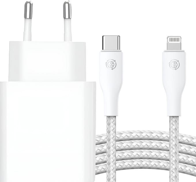 20w usb-C Power Adapter geschikt voor iPhone + Lightning naar usb-C Kabel 3 Meter - Snellader 14 Pro Max / 13 / 12 / 11 / XR / XS / X / Pro / Max