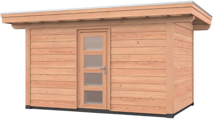 Douglas overkapping, 500 x 300, met schuur en achterwand, Westwood Vrijbuiter Basic