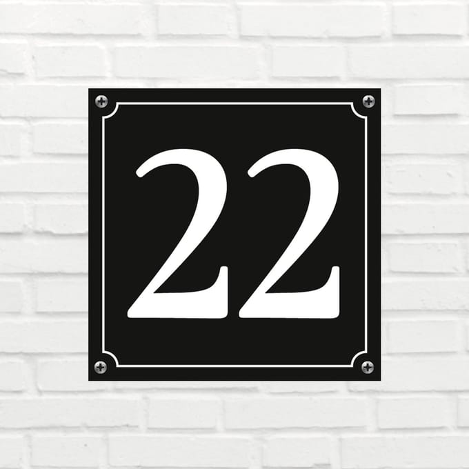 Huisnummerbord Mat zwart Deluxe - Nummer 22 - incl. bevestiging