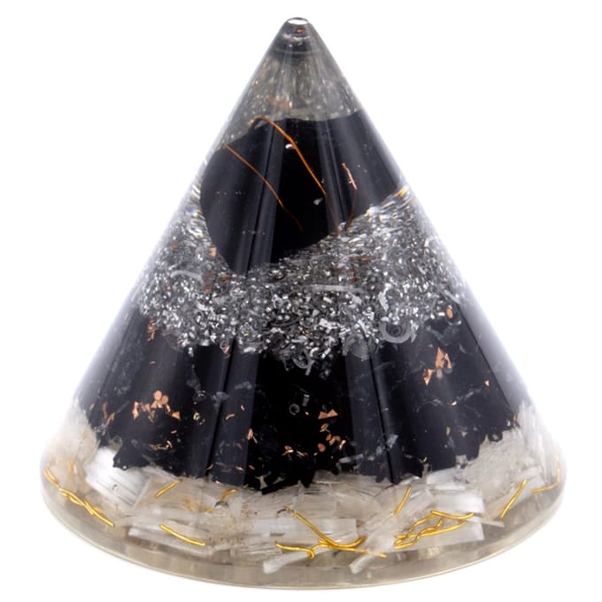 Orgonite kegel - Seleniet en zwart toumaline koper - 90 mm