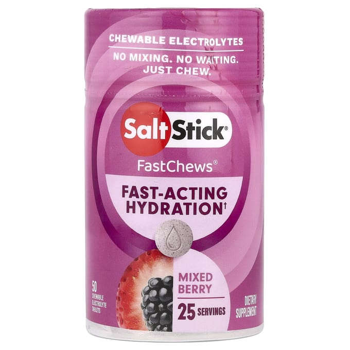 SaltStick, Fast Chew®, Électrolyte à mâcher, Baies mélangées, 50 comprimés à mâcher